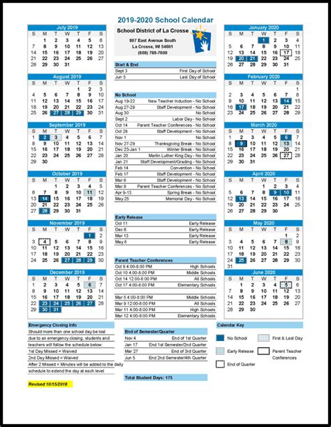 Eau Claire Academic Calendar